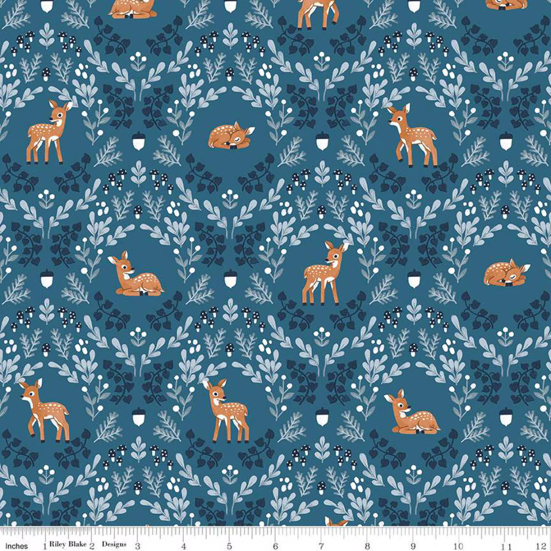 Wild Fawns in Blue from Twilight Creatures by Natalia Juan Abello for Riley Blake Designs