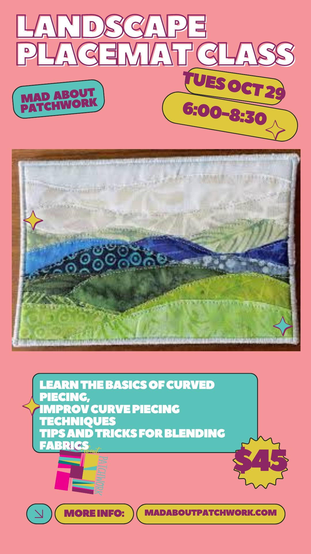 Landscape Placemats Class:  Landscape Placemats: Create Artful Scenes with Fabric