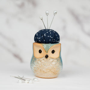 Pin Cushion - Owl - Tall Blue