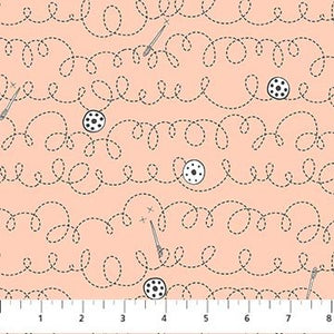 My Happy Place - Doodle Stitches in Peach for Northcott Fabrics