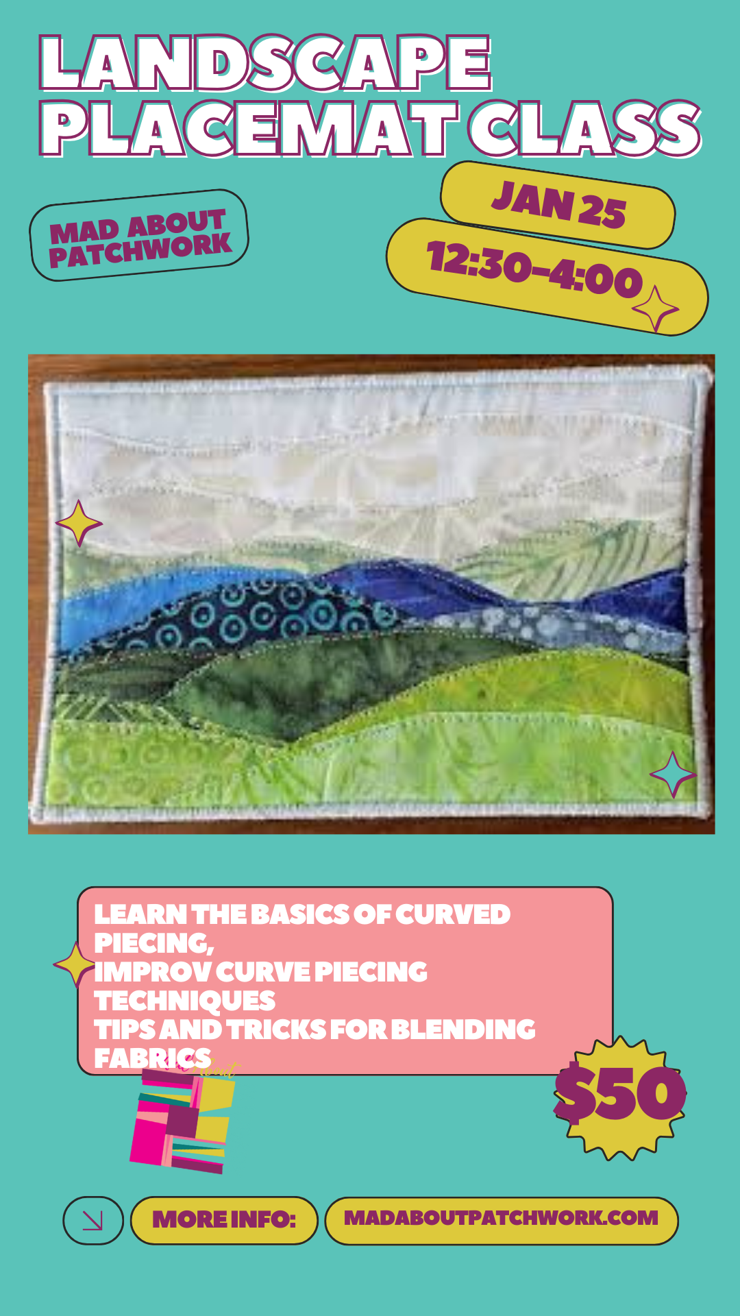 Landscape Placemats Class:  Landscape Placemats: Create Artful Scenes with Fabric