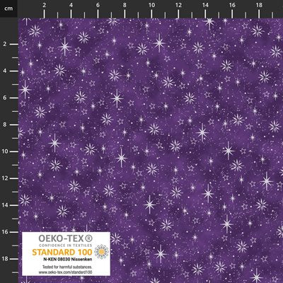 Purple Glimmer Sparkle Snowflake by Stof fabrics