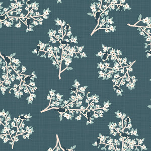 Floral Branches in Teal for From far and Wide by Kate & Birdie Paper Co. For Trendtex