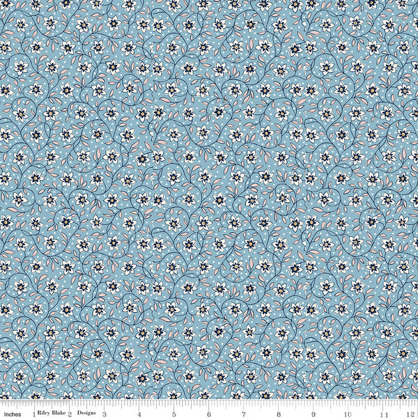 Lily Trail B for Denim Florals by Liberty Fabrics