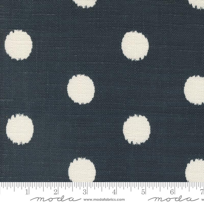 White Dots on Black 54" Slub for Panache Wovens by Pieces to Treasure for Moda Fabrics