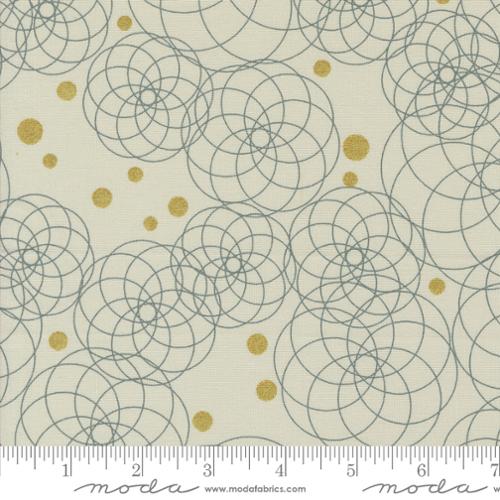 Swirling Geometric Circles in Ecru for Shimmer by Zen Chic for Moda Fabrics