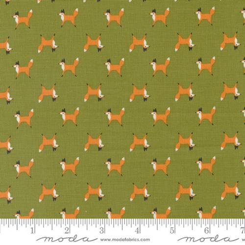 Fox Trot in Fern for Woodland Wonder by Gingiber for Moda