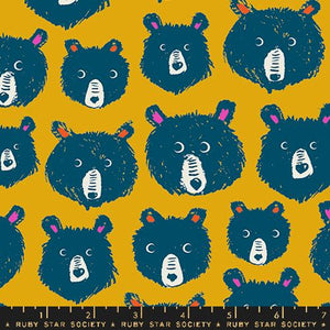 Teddy And The Bears in Goldenrod by Sarah Watts of Ruby Star Society for Moda