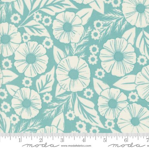 Paper Florals in Robins Egg for Field of Flowers by Katharine Watson for Moda Fabrics