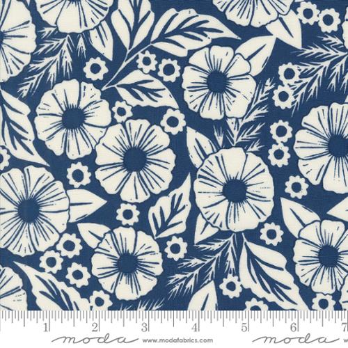 Paper Florals in Indigo for Field of Flowers by Katharine Watson for Moda Fabrics