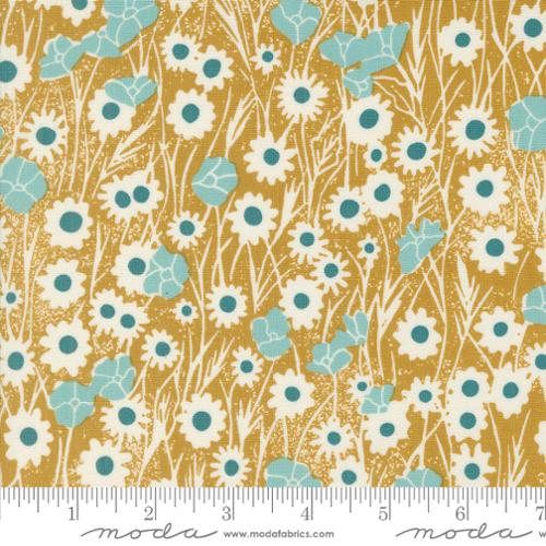 Poppy Field in Goldenrod for Field of Flowers by Katharine Watson for Moda Fabrics