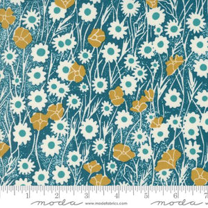 Poppy Field in Peacock for Field of Flowers by Katharine Watson for Moda Fabrics