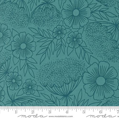 Queen Annes Lace in Turquoise for Field of Flowers by Katharine Watson for Moda Fabrics