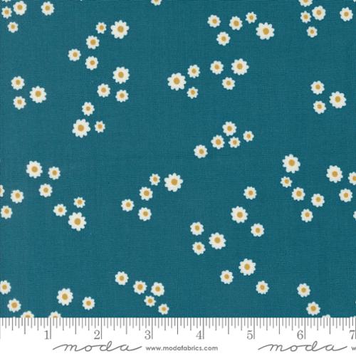 Chamomile in Peacock for Field of Flowers by Katharine Watson for Moda Fabrics