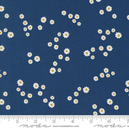 Chamomile in Indigo for Field of Flowers by Katharine Watson for Moda Fabrics