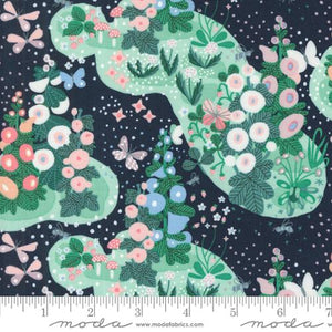 Fairy Garden Landscape in Peacoat by Lizzy House for Love Letters by Moda fabrics