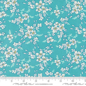 Roundtop Floral in Aqua from Time & Again by Linzee McCray for Moda Fabrics