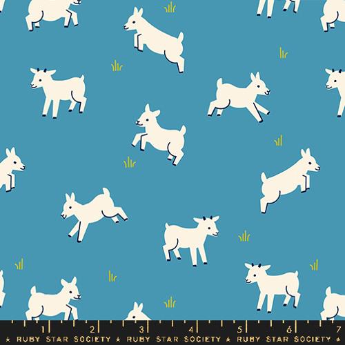 Baby Goats in Vintage Blue for Animal Animal by Ruby Star Society