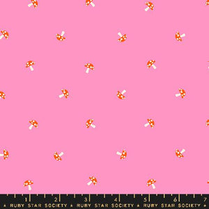 Tiny Mushrooms in Flamingo for Carousel by Melody Miller for Ruby Star Society