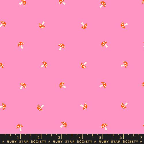 Tiny Mushrooms in Flamingo for Carousel by Melody Miller for Ruby Star Society