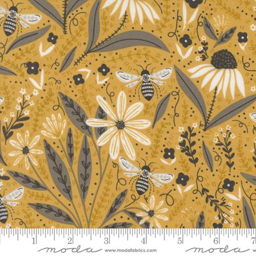 Florals in Honey for Bee Garden by Gingiber for Moda