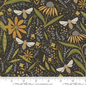 Florals in Metallic Black for Bee Garden by Gingiber for Moda