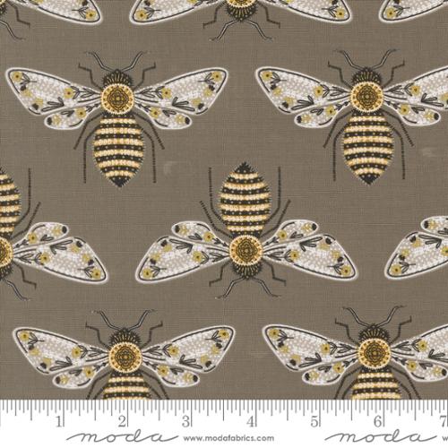 Bumblebee in Metallic Slate for Bee Garden by Gingiber for Moda