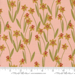 Darling Daffodils in Metallic Rose for Bee Garden by Gingiber for Moda