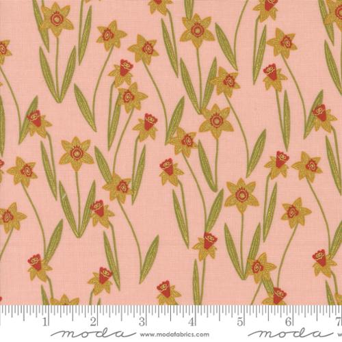 Darling Daffodils in Metallic Rose for Bee Garden by Gingiber for Moda