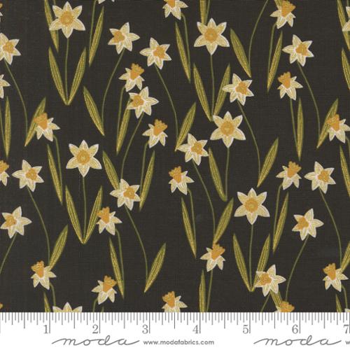 Darling Daffodils in Metallic Black for Bee Garden by Gingiber for Moda