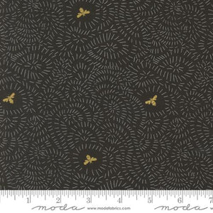 Twists and Turns in Metallic Black for Bee Garden by Gingiber for Moda