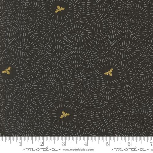 Twists and Turns in Metallic Black for Bee Garden by Gingiber for Moda