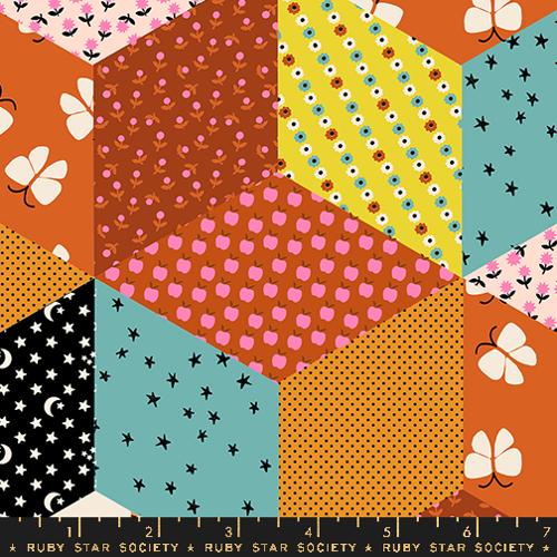 Tumbling Blocks Patchwork in Caramel for Ooh Lucky Lucky by Alexia Marchelle Abegg of Ruby Star Socity for Moda Fabrics