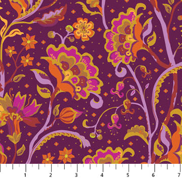 Chintz in Burgundy from Trade Winds by Kathy Doughty for Figo Fabrics