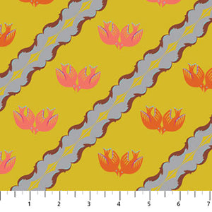 Love Doves in  Mustard from Trade Winds by Kathy Doughty for Figo Fabrics
