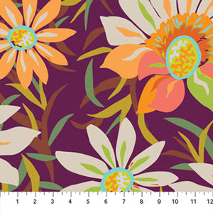 Treasure Flower in Burgundy from Trade Winds by Kathy Doughty for Figo Fabrics