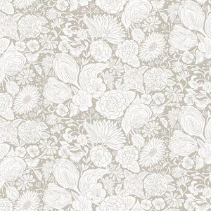 Floral in White for Folktale Canvas Linen for FIGO Fabrics