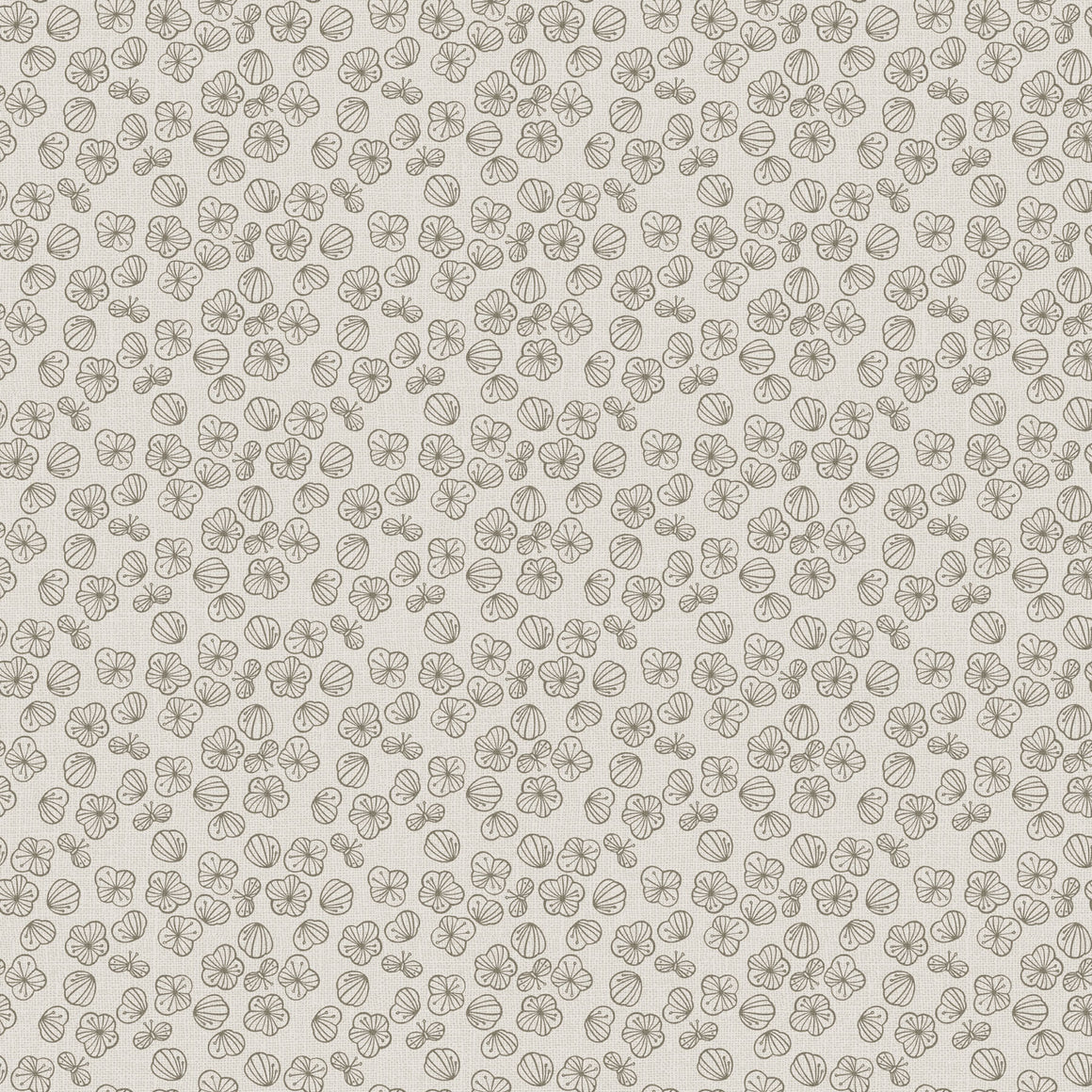 Blossoms in Taupe for Folktale Canvas Linen for FIGO Fabrics