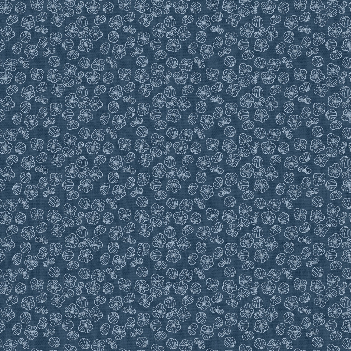 Blossoms in Denim for Folktale Canvas Linen for FIGO Fabrics