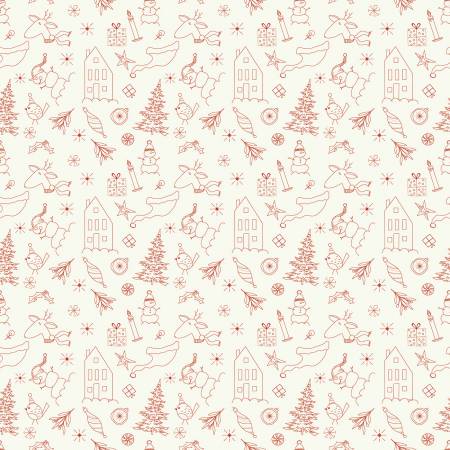 Christmas Is in Town Doodles Cream Christmas by Riley Blake Designs