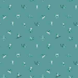 Skiers Teal in for Ski Hill by Riley Blake Designs