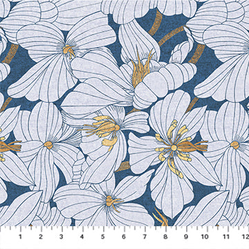 Floral in Navy from Grove - CANVAS - Cecilia Petterson for Figo Fabrics