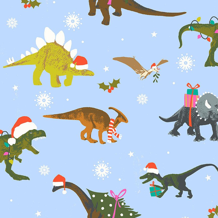 Dinosaurs from Santa-Saurus for Timeless Treasures