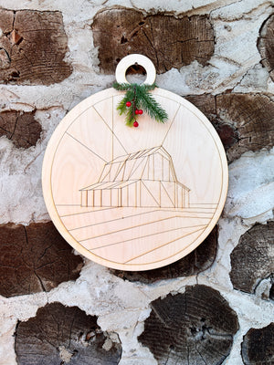 Holiday Barn Block Door Ornament