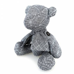 Sashiko Teddy Bear Nep Yarn Dyed Fabric Black