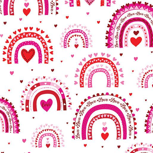 Love You Fur-Ever White/Pink Hearts Forever - Benartex Fabrics