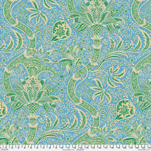 Indian - Aqua,  by Kaffe Fassett x The Original Morris & Co. for Free Spirit Fabrics