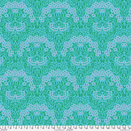 Michaelmas Daisy - Aqua,  by Kaffe Fassett x The Original Morris & Co. for Free Spirit Fabrics