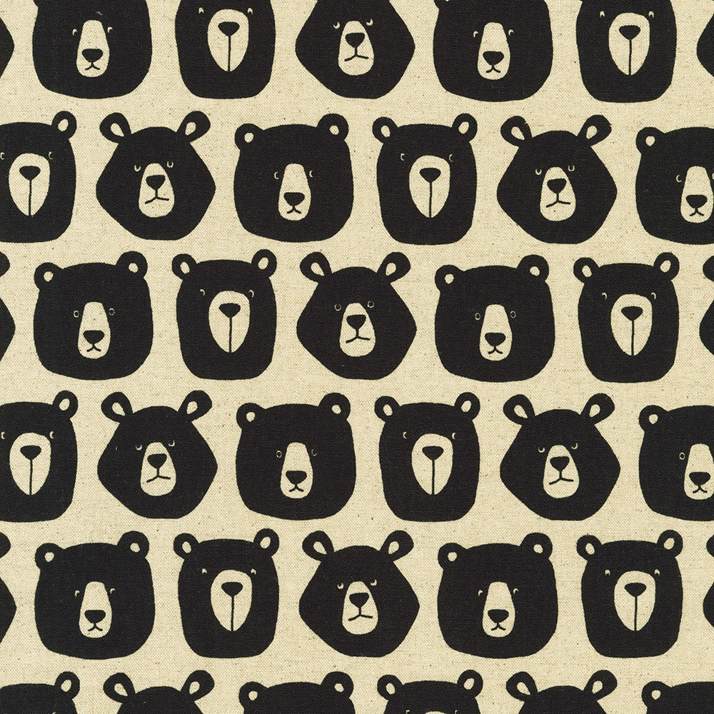 Bears on Linen Canvas Natural for Sevenberry for Robert Kaufman Fabrics