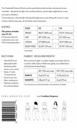 Chanterelle Pants and Shorts Sizes 22-34